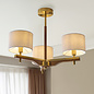 Geneva - Wood and Linen 3 Light Semi-Flush Ceiling Light - Brushed Aged Brass
