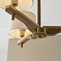 Geneva - Wood and Linen 3 Light Semi-Flush Ceiling Light - Brushed Aged Brass