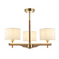 Geneva - Wood and Linen 3 Light Semi-Flush Ceiling Light - Brushed Aged Brass