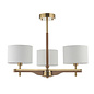 Geneva - Wood and Linen 3 Light Semi-Flush Ceiling Light - Brushed Aged Brass