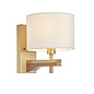 Geneva - Wood and Linen Wall Light - Brushed Aged Brass