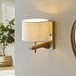 Geneva - Wood and Linen Wall Light - Brushed Aged Brass
