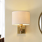 Geneva - Wood and Linen Wall Light - Brushed Aged Brass