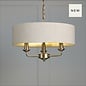 Laura Ashley Sorrento 3 Light Ceiling Pendant with Natural Shade - Matt Antique Brass