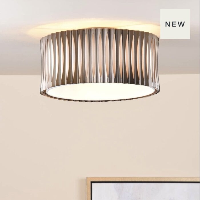 Netra 3 Light Flush Ceiling Light - Satin Bronze and Ivory