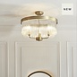 Gatsby - Art Deco Glass Rod 3 Light Semi-Flush Ceiling Light - Antique Brass