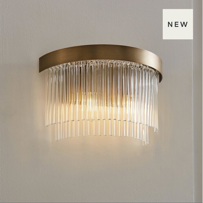 Gatsby - Art Deco Glass Rod 2 Light Wall Light - Antique Brass