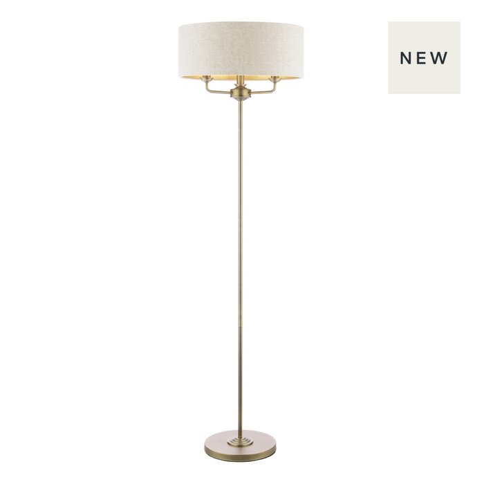 Sorrento - 3 Light Floor Lamp with Shade - Matt Antique Brass - Laura Ashley