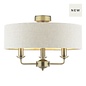 Sorrento 3 Light Semi Flush Ceiling Light With Natural Shade - Matt Antique Brass - Laura Ashley