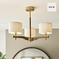 Geneva - Wood and Linen 3 Light Semi-Flush Ceiling Light - Brushed Aged Brass