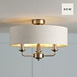 Sorrento 3 Light Semi Flush Ceiling Light With Natural Shade - Matt Antique Brass - Laura Ashley