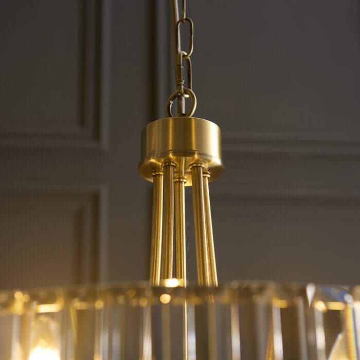Berenice 5 light pendant  - brass and glass