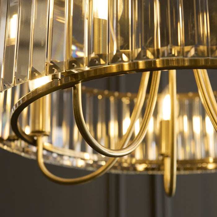Berenice 5 light pendant  - brass and glass