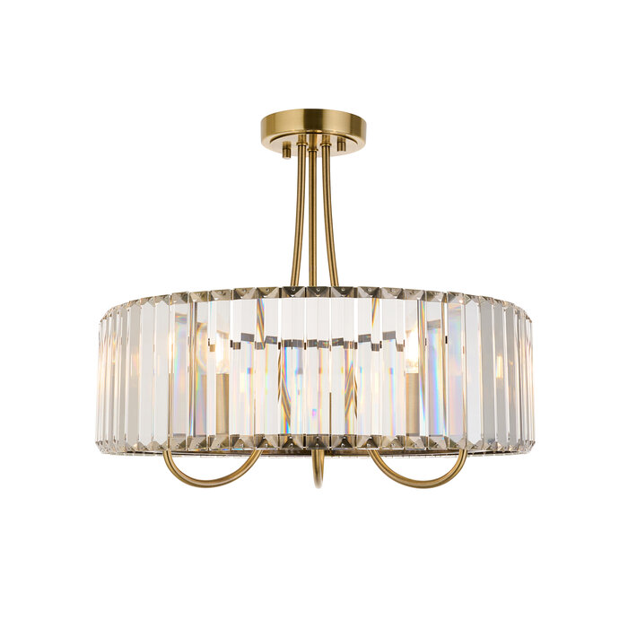 Berenice 3 light semi  flush - brass and glass