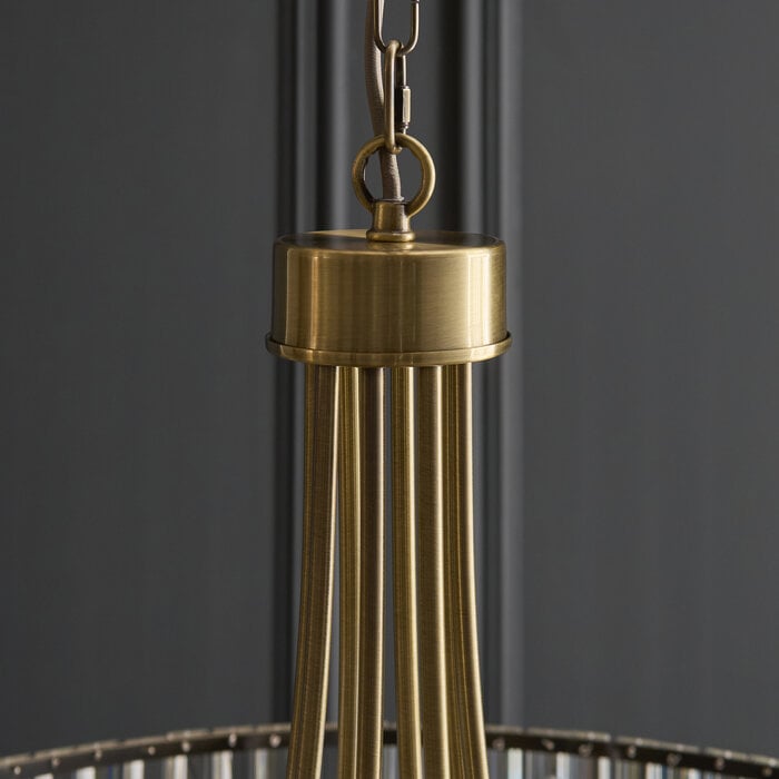 Berenice 8 light pendant  - brass and glass
