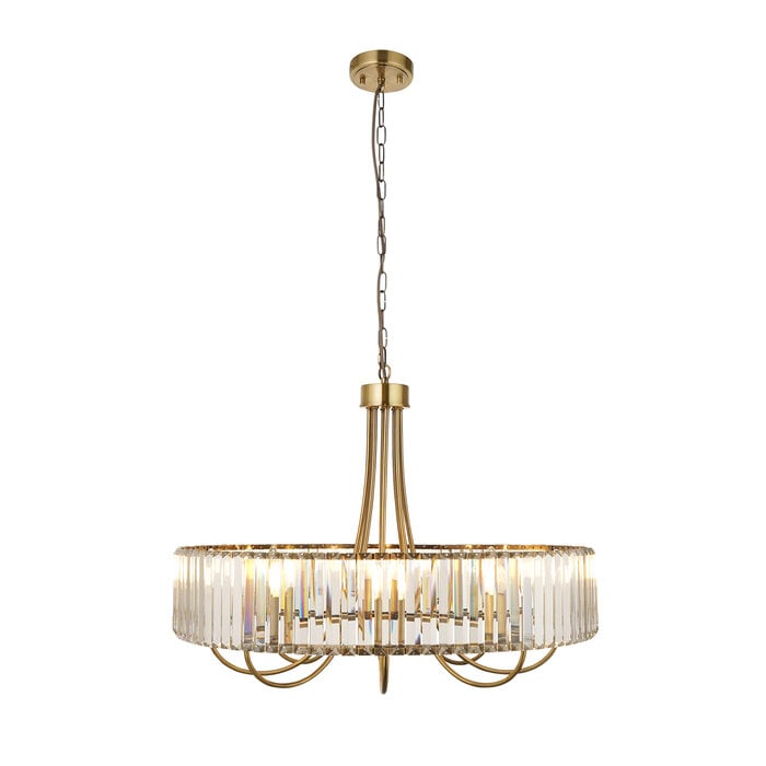 Berenice 8 light pendant  - brass and glass
