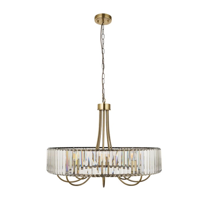 Berenice 8 light pendant  - brass and glass