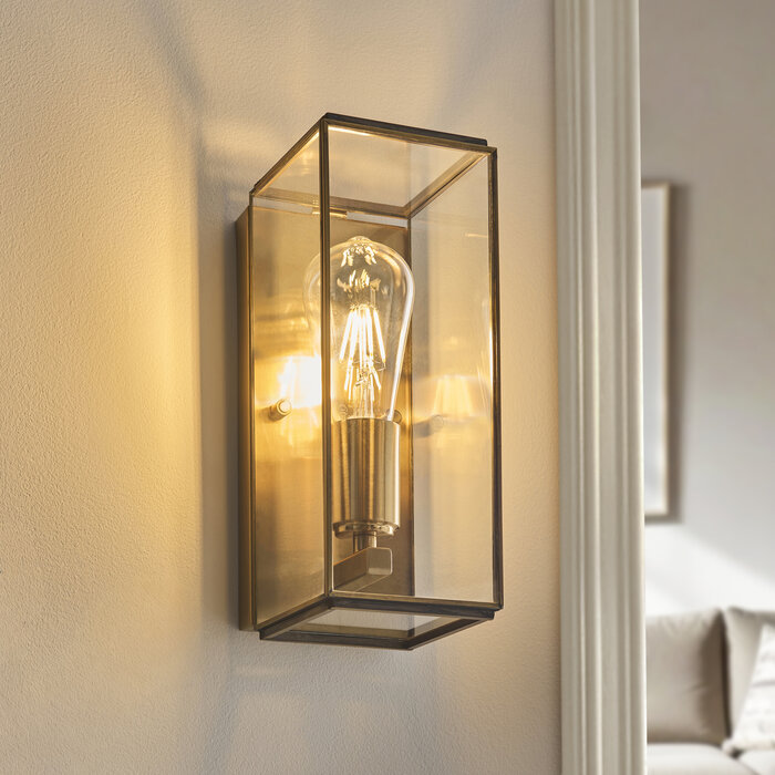 Hallway Wall Light - Alvo Wall Light - Brass  and Glass