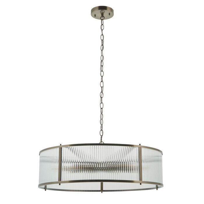 Morgan Ribbed Glass Large Single Tier Chandelier - Antique Brass