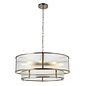 Morgan Large Ribbed Glass Chandelier - Antique Brass
