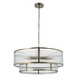 Morgan Large Ribbed Glass Chandelier - Antique Brass