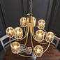 Berenice 9 light tiered chandelier pendant - brass and glass