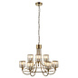 Berenice 9 light tiered chandelier pendant - brass and glass