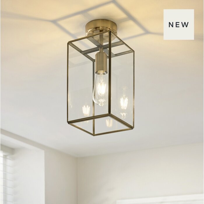 Small Hallway Ceiling Light - Alvo Flush - Brass and  Glass