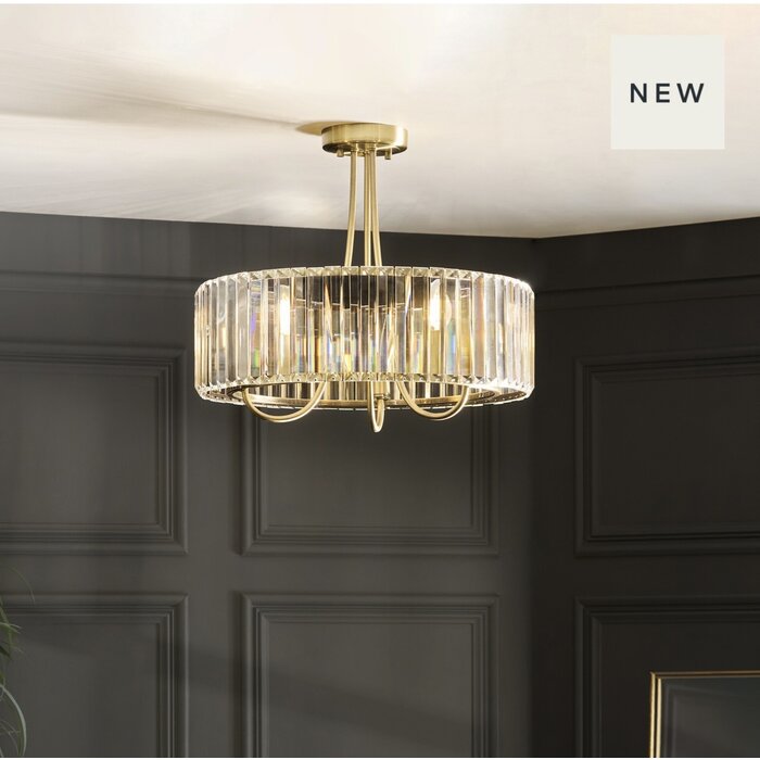 Berenice 3 light semi  flush - brass and glass