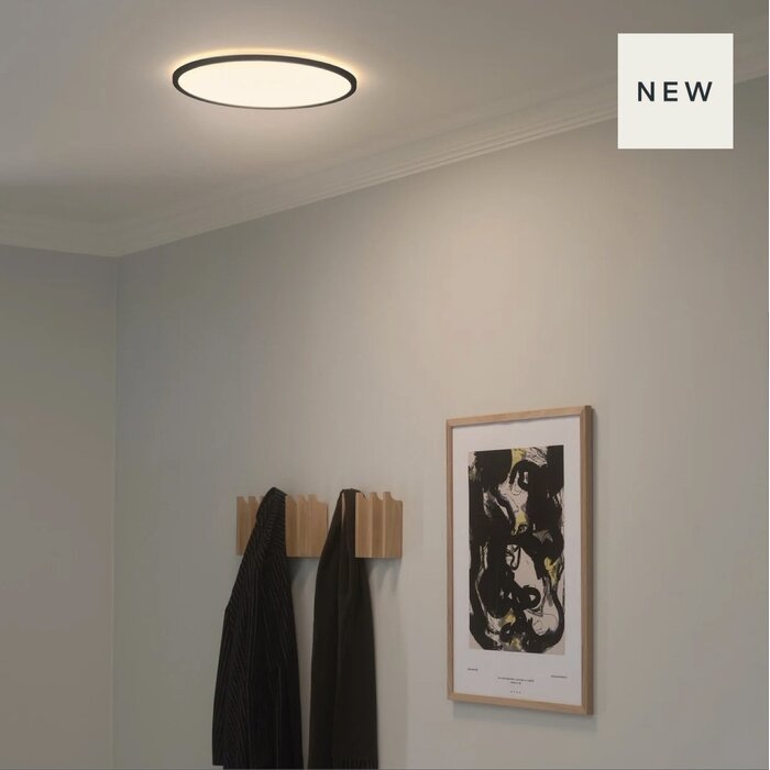 Ida - Kitchen & Bathroom Ultra-Slim LED Flush Ceiling Light - Black - IP54 - Large - Dimmable