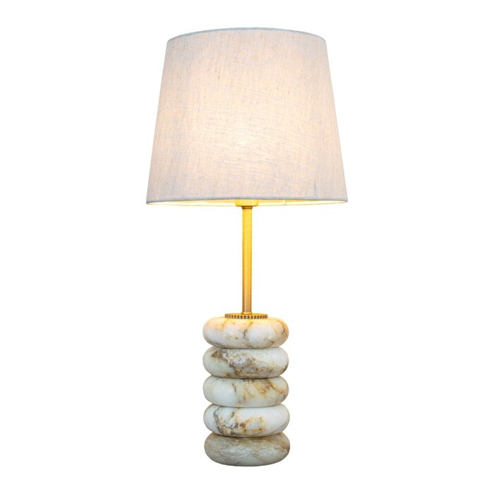 Lapis Cream Table Lamp - Marble and Brass with Linen Mix Shade