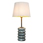 Lapis Table Lamp -  Alabaster and Bronze with Linen Mix Shade
