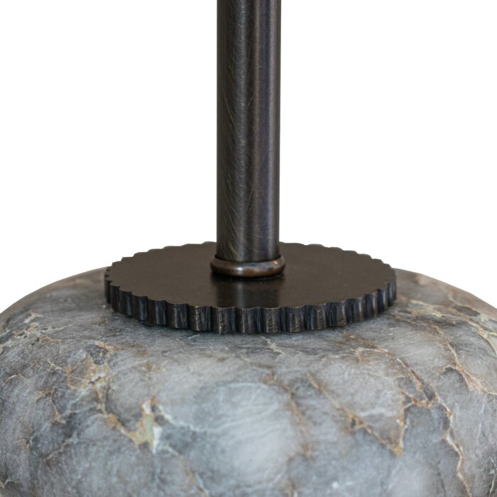 Lapis Table Lamp -  Alabaster and Bronze with Linen Mix Shade