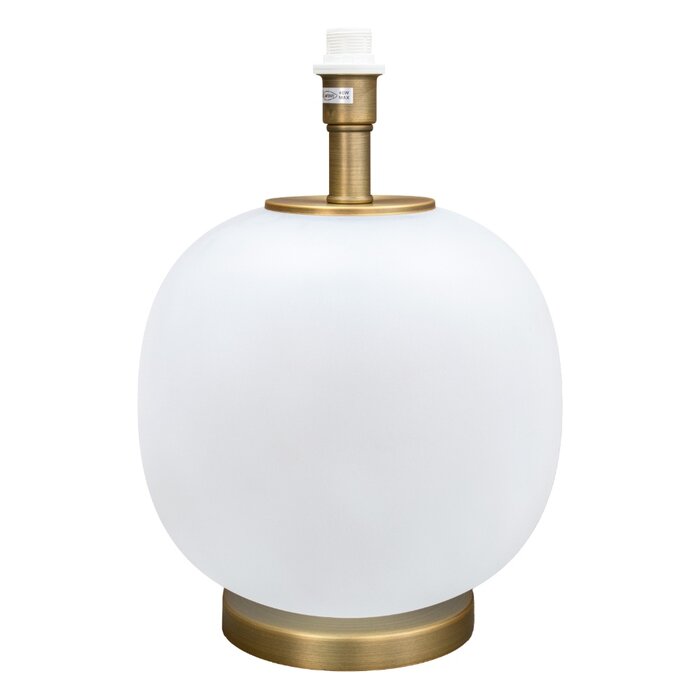 Luna Table Lamp -  Frosted White Glass and  Brass with Opal Shade with Gold Lining