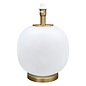 Luna Table Lamp -  Frosted White Glass and  Brass with Opal Shade with Gold Lining