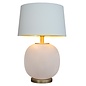 Luna Table Lamp -  Frosted White Glass and  Brass with Opal Shade with Gold Lining