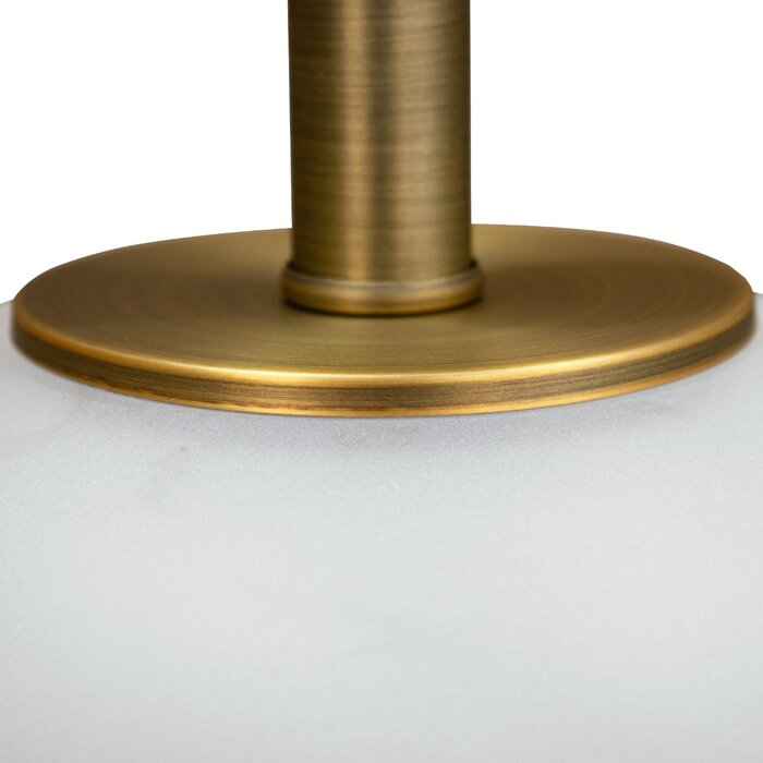 Luna Table Lamp -  Frosted White Glass and  Brass with Opal Shade with Gold Lining