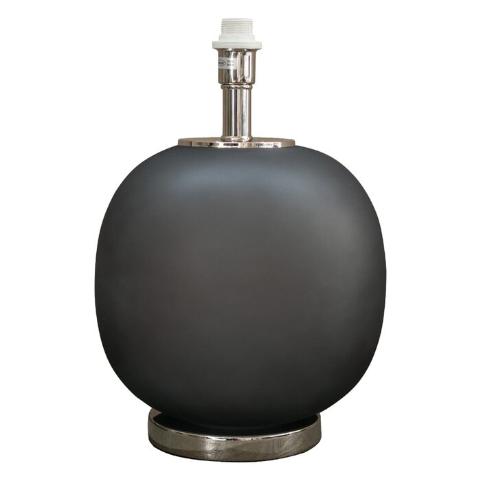 Luna Table Lamp -  Frosted Black Glass and  Nickel with Opal Shade with Gold Lining