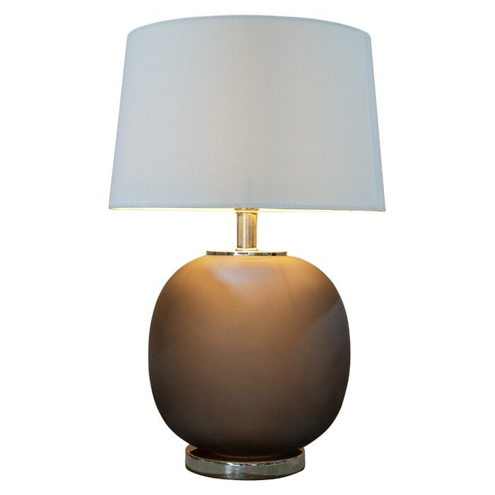 Luna Table Lamp -  Frosted Black Glass and  Nickel with Opal Shade with Gold Lining
