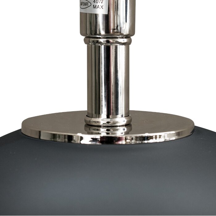 Luna Table Lamp -  Frosted Black Glass and  Nickel with Opal Shade with Gold Lining
