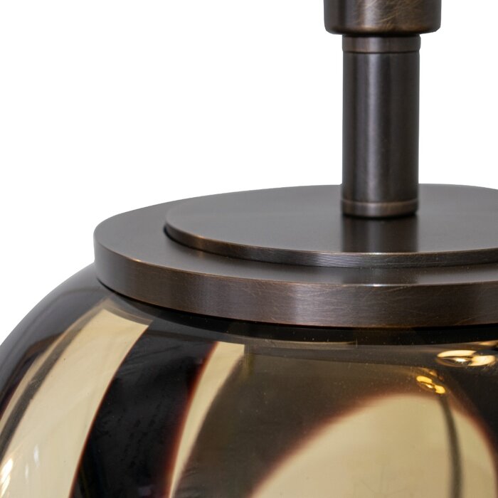 Amazonia Table Lamp - Amber Glass and Black with Gold-Lined Soft Latte Shade