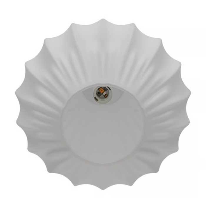 Sallino — Pleated Opal Glass Pendant Light — White — 24cm