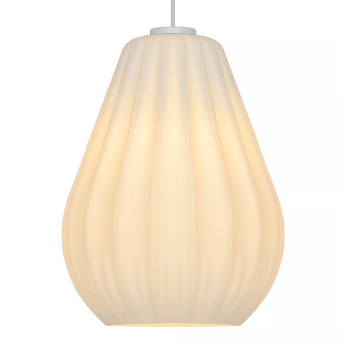 Sallino — Pleated Opal Glass Pendant Light — White — 24cm