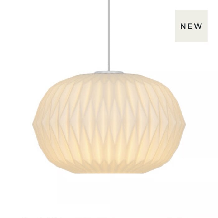 Aviana — Pleated Opal Glass Pendant Light — White — 30cm