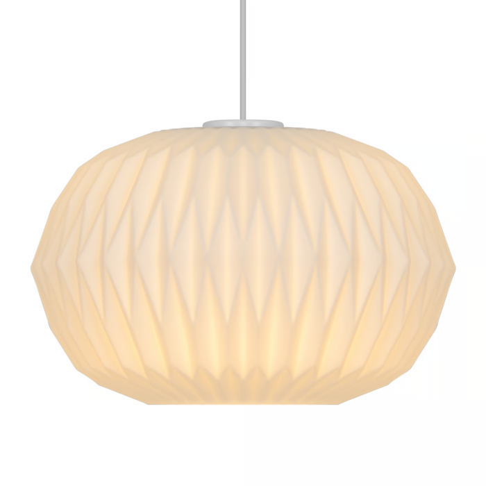 Aviana — Pleated Opal Glass Pendant Light — White — 30cm