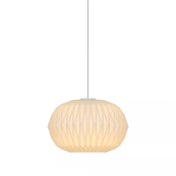 Aviana — Pleated Opal Glass Pendant Light — White — 30cm