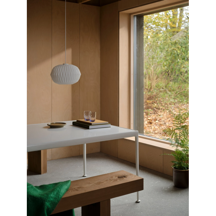 Aviana — Pleated Opal Glass Pendant Light — White — 30cm