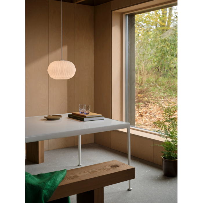 Aviana — Pleated Opal Glass Pendant Light — White — 30cm