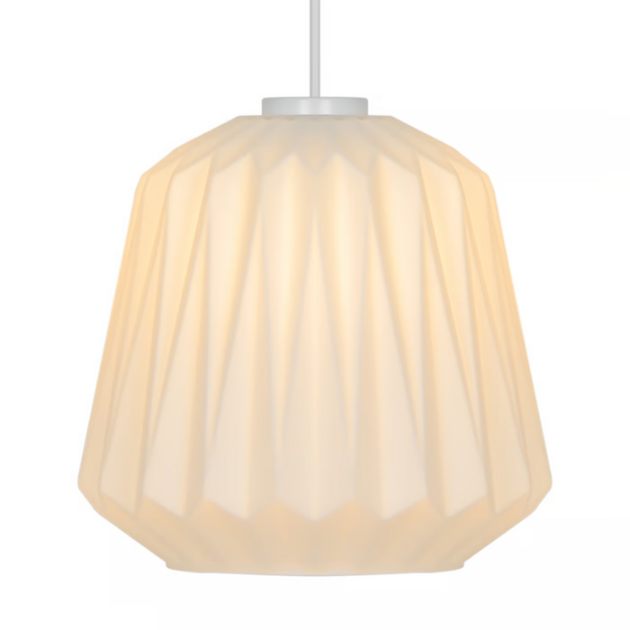 Elbie — Pleated Opal Glass Pendant Light — White — 24cm