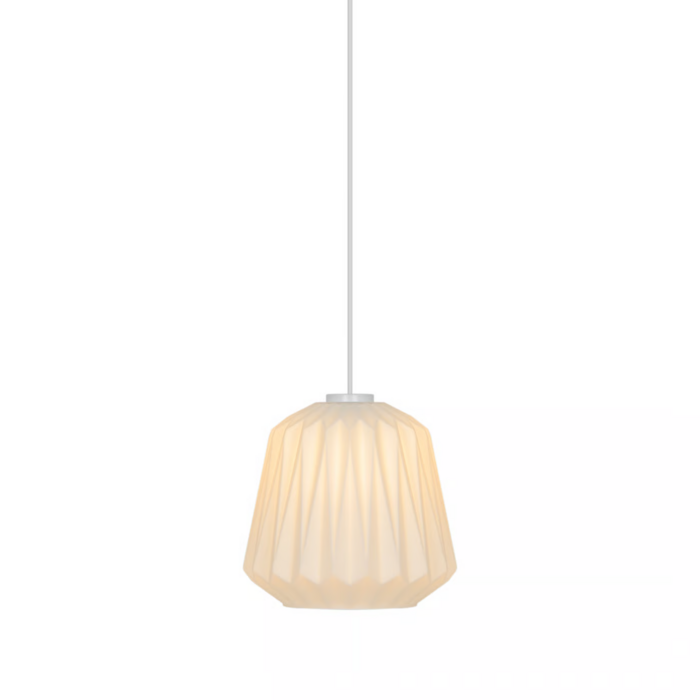 Elbie — Pleated Opal Glass Pendant Light — White — 24cm